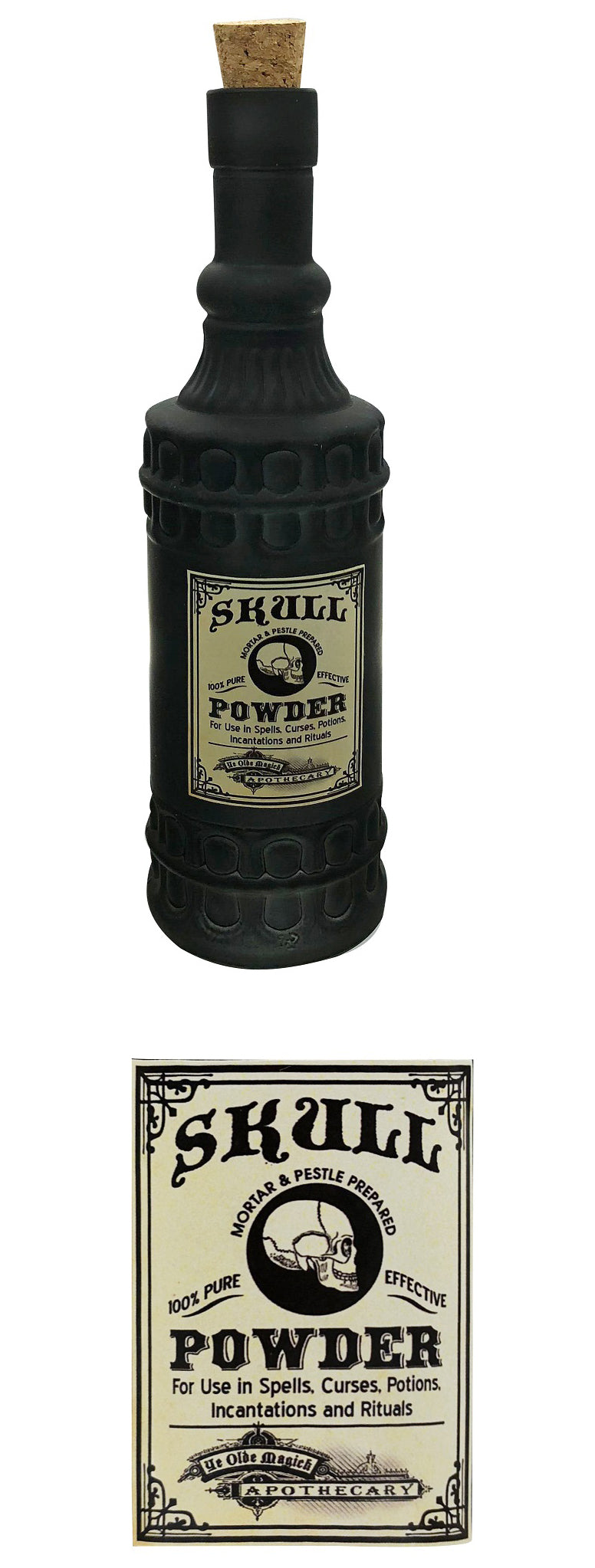 Gothic Gifts Skull Powder Glass Bottle with Cork Lid - Kate's Clothing