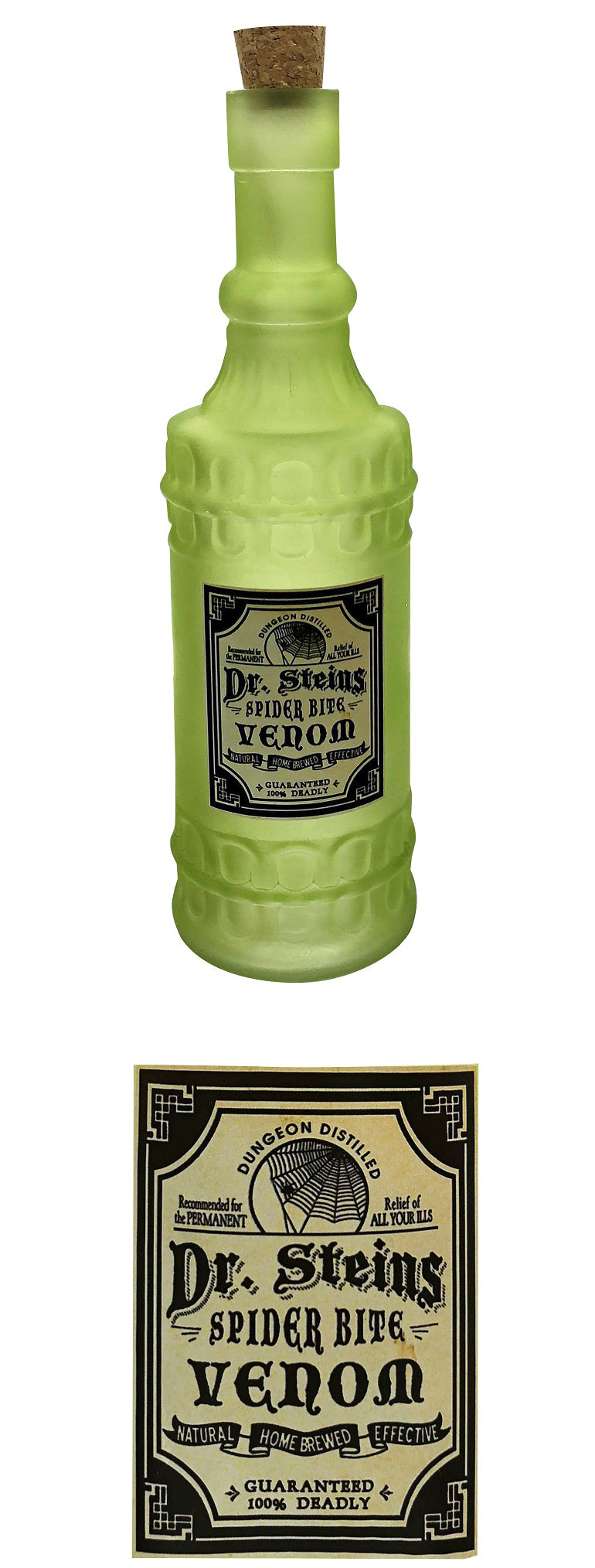 Gothic Gifts Spider Bite Venom Glass Bottle with Cork Lid - Kate's Clothing