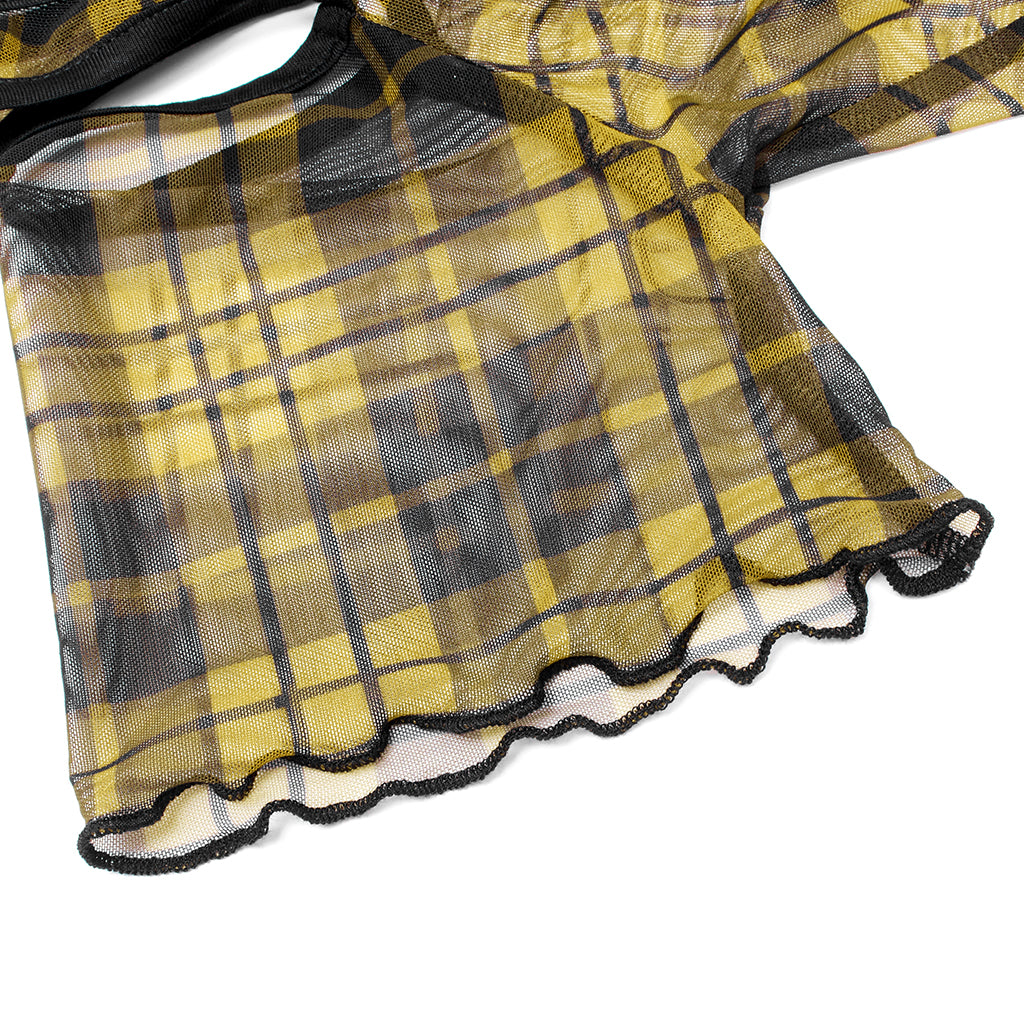 Punk Rave Plaid Punk Top Yellow / Black - Kate's Clothing