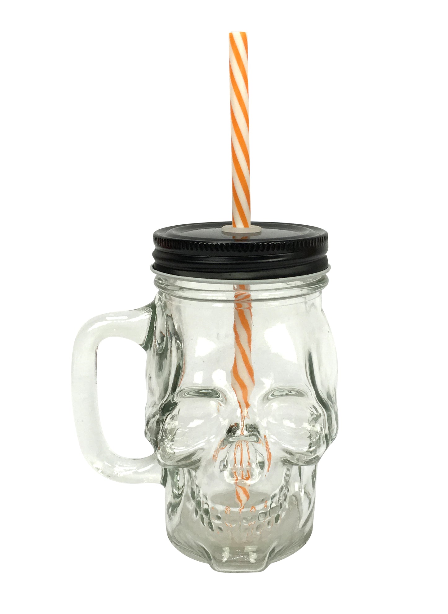 Gothic Gifts Skull Glass Jar With Straw - Kate's Clothing