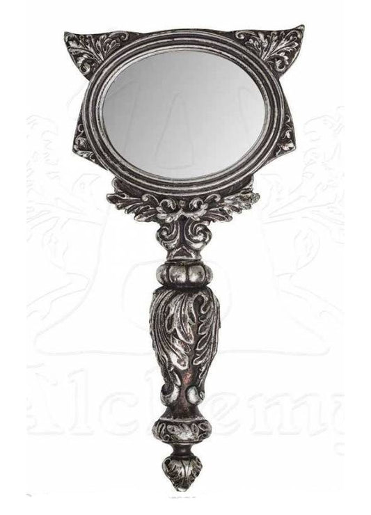 Alchemy Gothic Sacred Cat Hand Mirror - Silver - Kate's Clothing