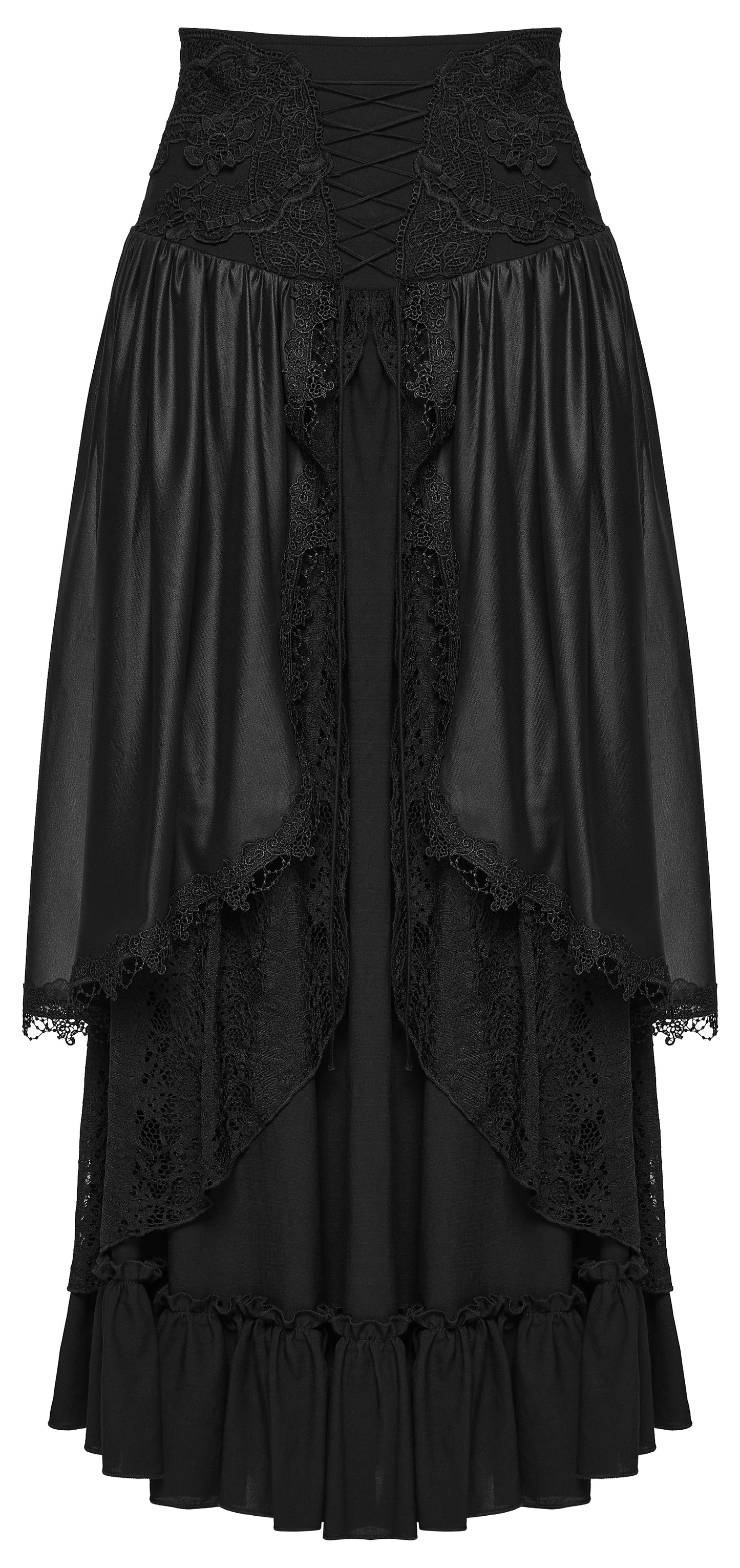Goth layered skirt featuring flowing layers and romantic textures, perfect for adding elegance to any goth wardrobe.