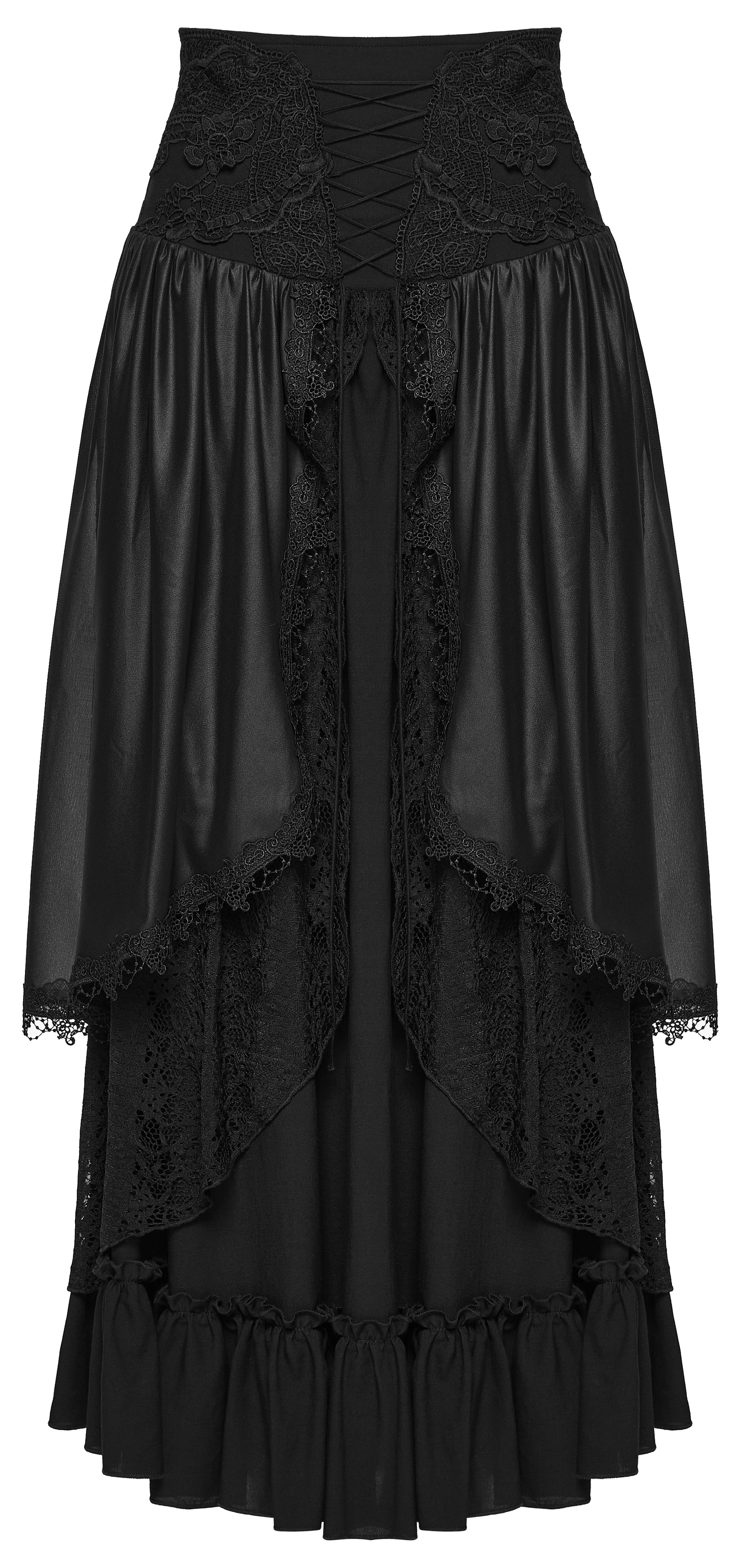 Goth layered skirt featuring flowing layers and romantic textures, perfect for adding elegance to any goth wardrobe.