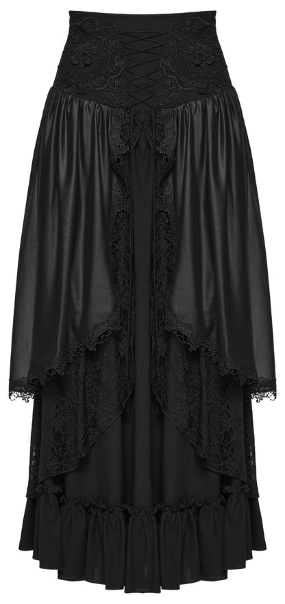 Goth layered skirt featuring flowing layers and romantic textures, perfect for adding elegance to any goth wardrobe.