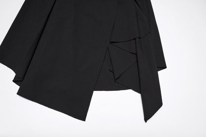 Punk Rave Nyx Asymmetrical Shirt Dress featuring elegant draping and sharp tailoring in black.