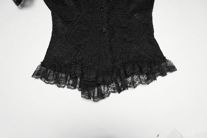Punk Rave Elara Short Sleeve Top Lace Goth Shirt