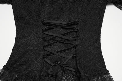 Punk Rave Elara Short Sleeve Top Lace Goth Shirt