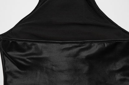 Punk Rave Valora Cross Fur Halter Top In Crimson