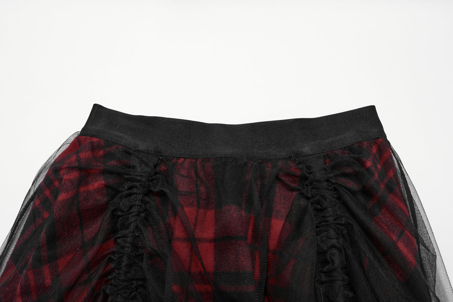 Punk Rave Morrigan Mesh Plaid High-Low Skirt
