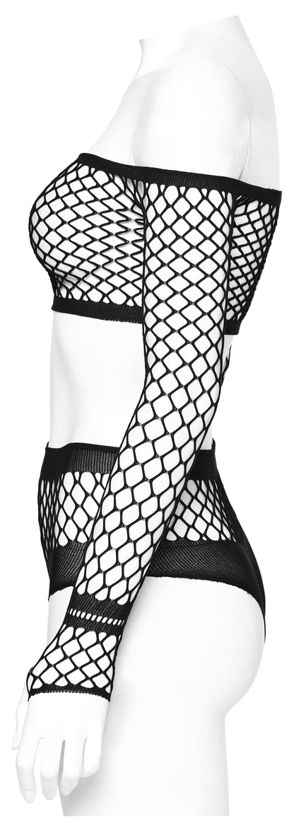 Punk Rave Vespera Off-Shoulder Fishnet Set