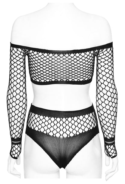 Punk Rave Vespera Off-Shoulder Fishnet Set