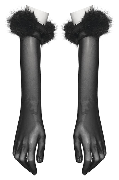 Punk Rave Fluffy Goth Gloves