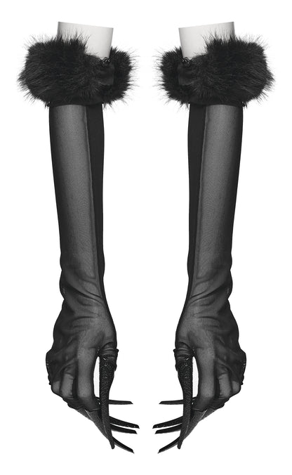 Punk Rave Fluffy Goth Gloves