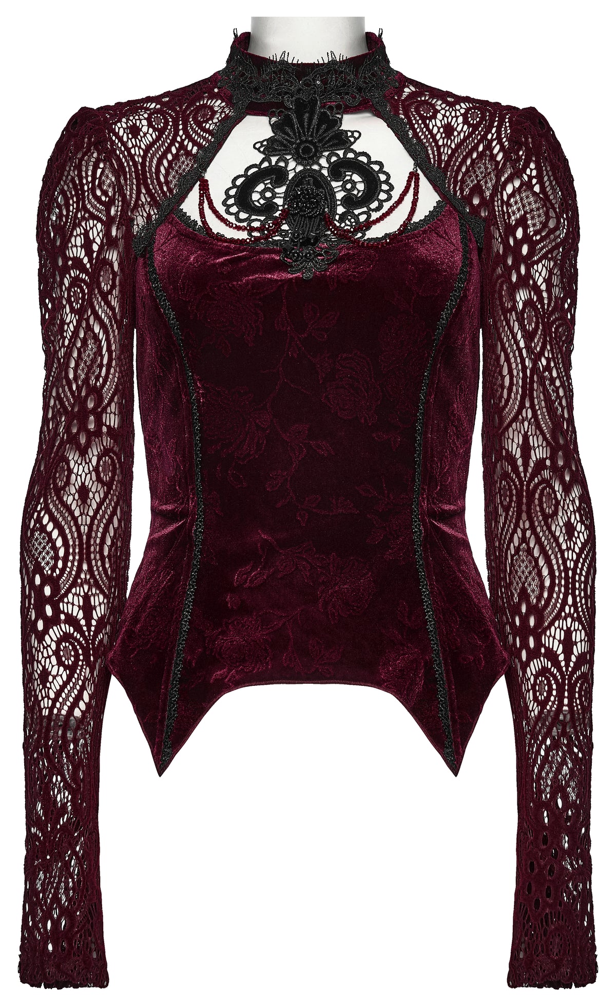 Punk Rave Isolde Embroidered Velvet Top