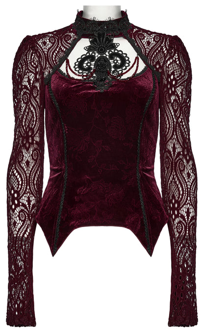 Punk Rave Isolde Embroidered Velvet Top
