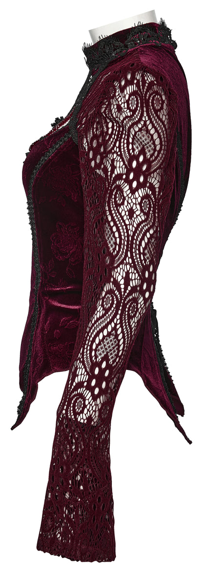 Punk Rave Isolde Embroidered Velvet Top