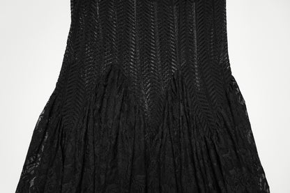 Punk Rave Rowena Gothic Fishtail Skirt - Layered Lace Mermaid Maxi closeup