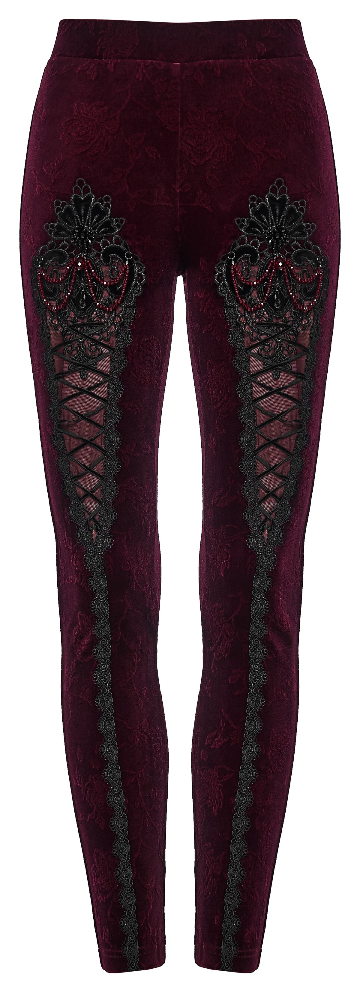 Punk Rave Isolde Embroidered Velvet Leggings