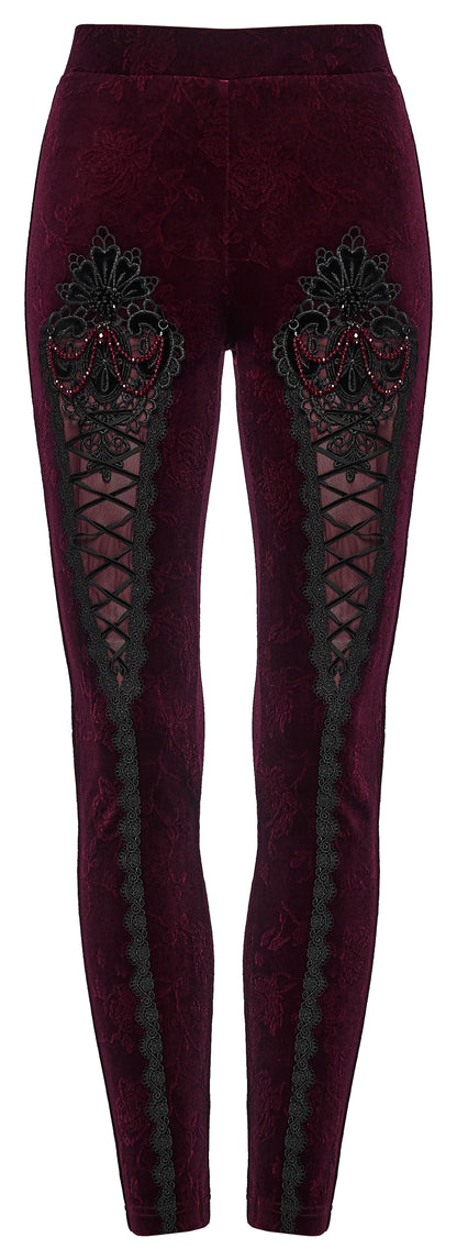 Punk Rave Isolde Embroidered Velvet Leggings