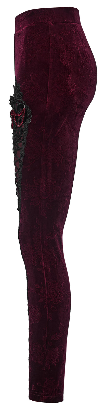 Punk Rave Isolde Embroidered Velvet Leggings