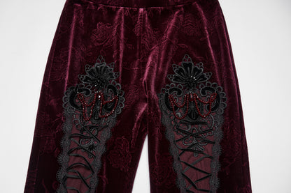 Punk Rave Isolde Embroidered Velvet Leggings