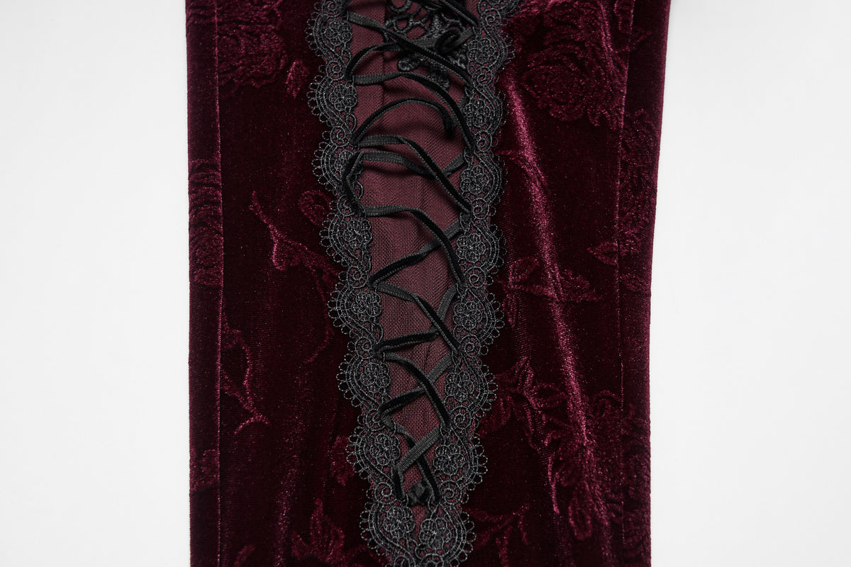 Punk Rave Isolde Embroidered Velvet Leggings
