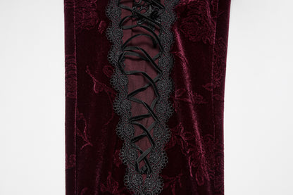Punk Rave Isolde Embroidered Velvet Leggings
