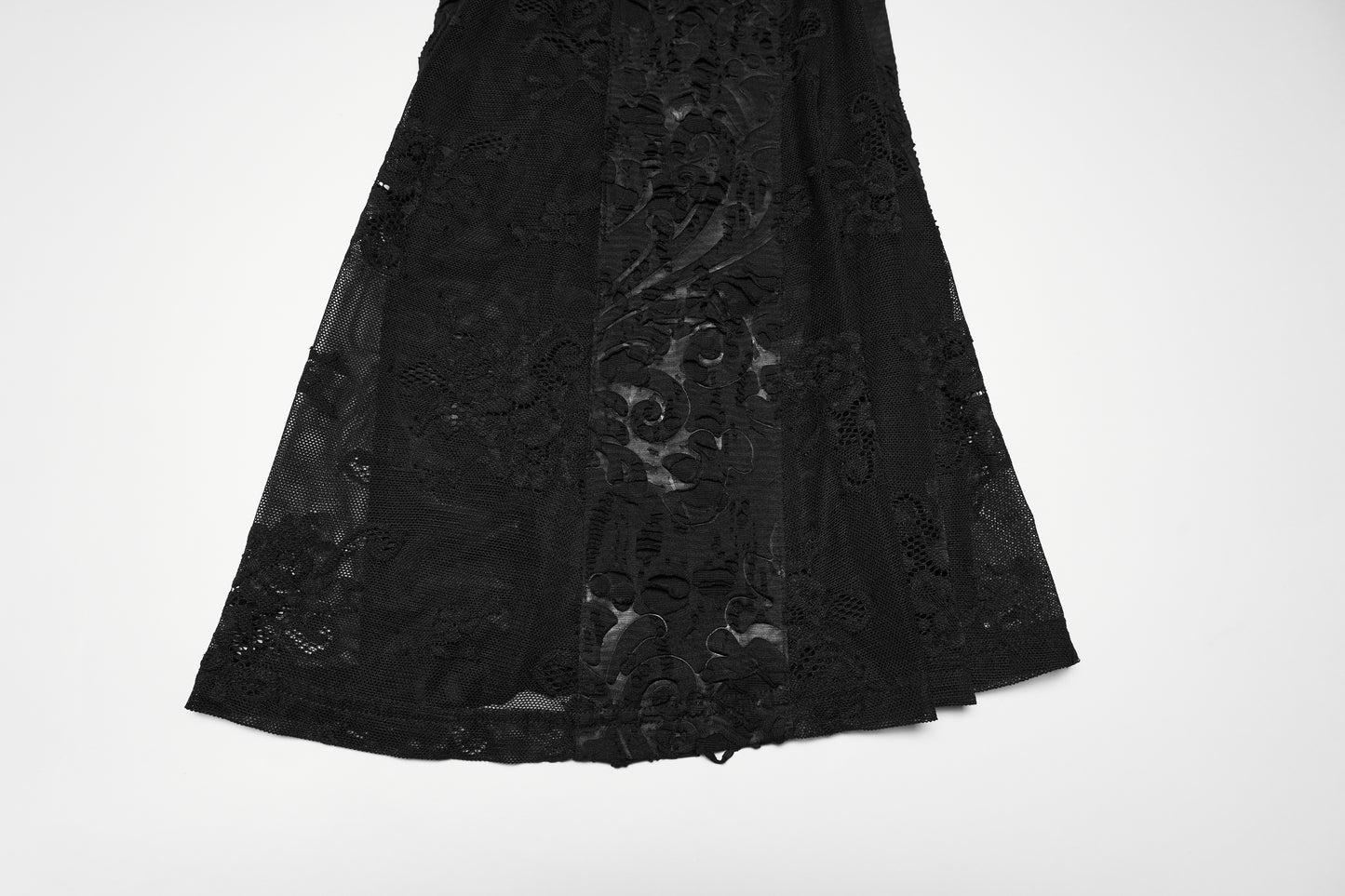 Punk Rave Morticia Jacquard Flared Pants showcasing detailed black jacquard fabric and elegant flare.