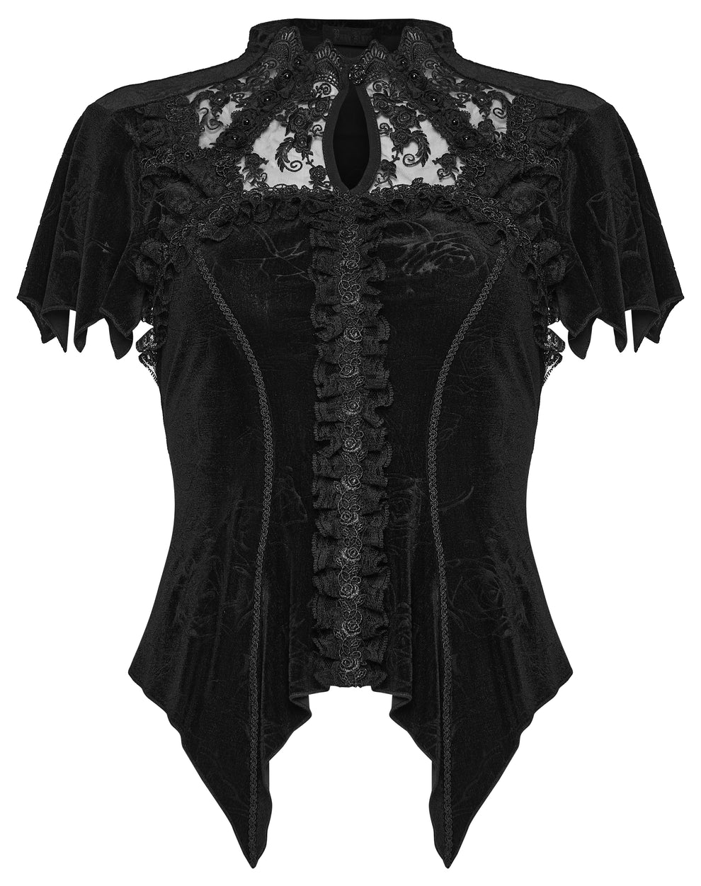 Punk Rave Rosalie Goth Gorgeous Rose Top | Dark Elegance