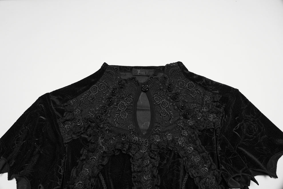 Punk Rave Rosalie Goth Gorgeous Rose Top | Dark Elegance