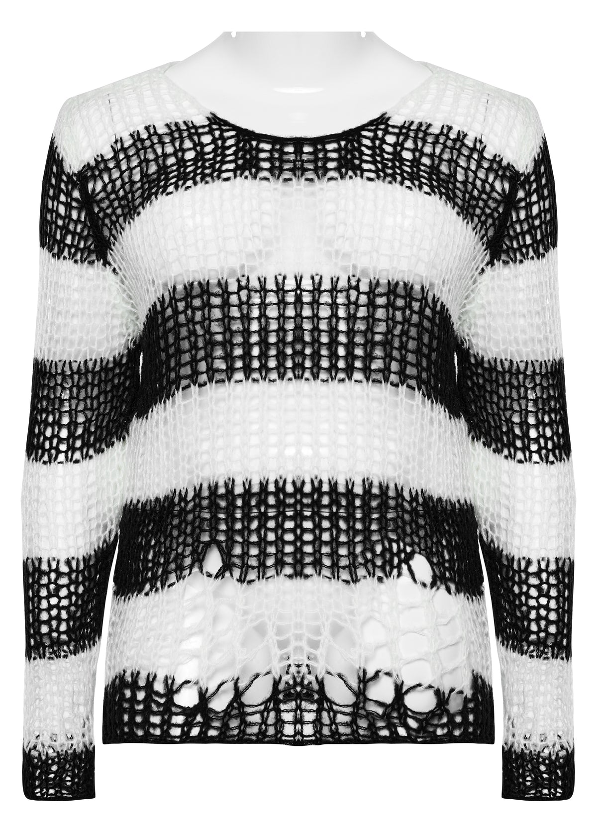 Punk Rave Astraea Decayed Pullover Sweater - Black & White