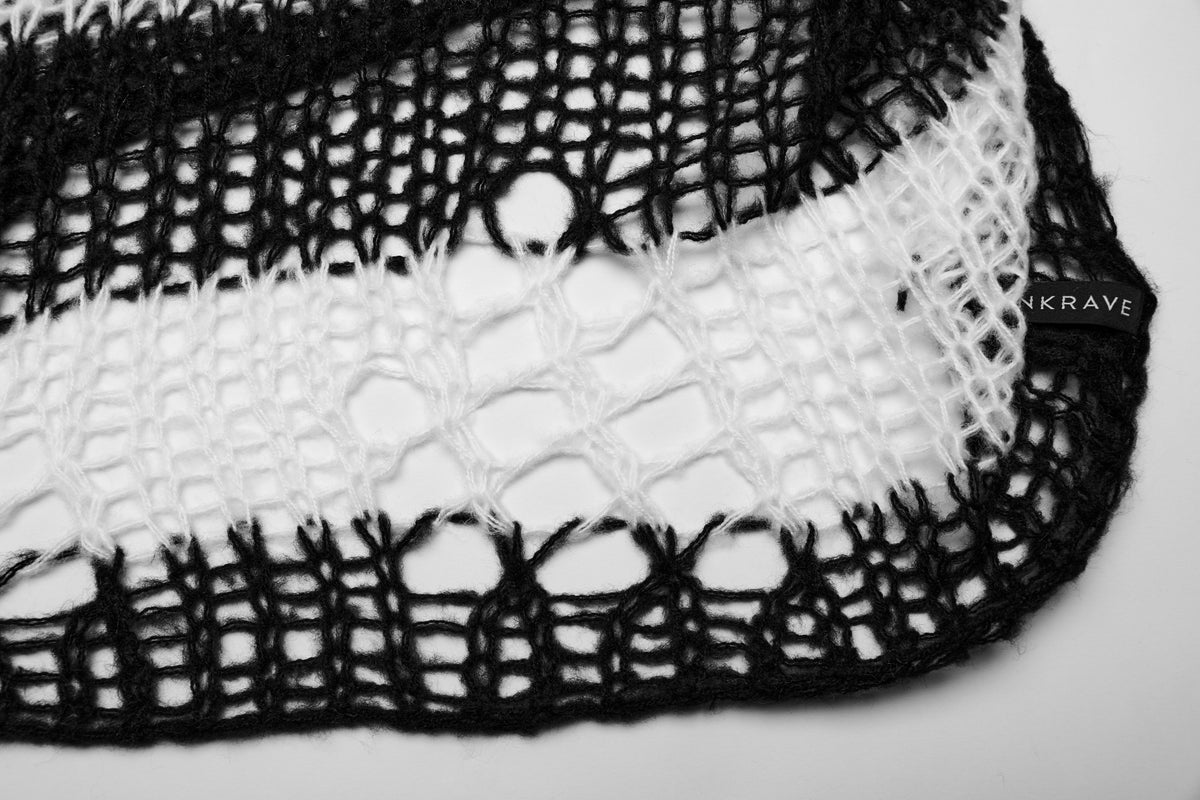Punk Rave Astraea Decayed Pullover Sweater - Black & White