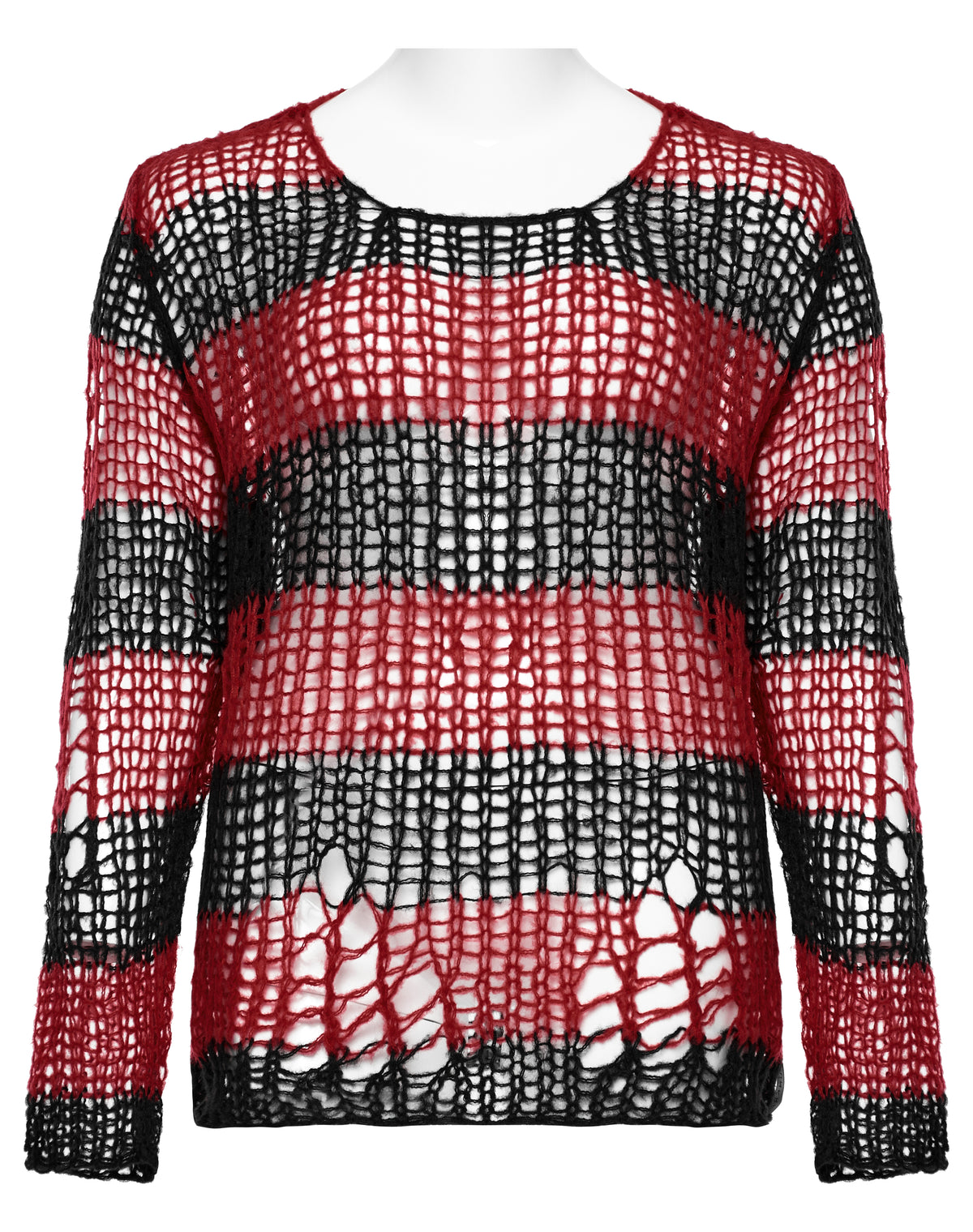 Punk Rave Astraea Decayed Pullover Sweater - Black & Red