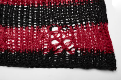 Punk Rave Astraea Decayed Pullover Sweater - Black & Red
