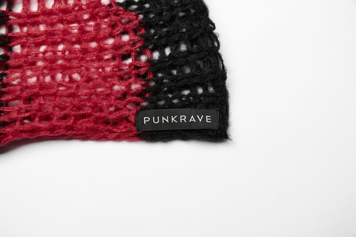 Punk Rave Astraea Decayed Pullover Sweater - Black & Red