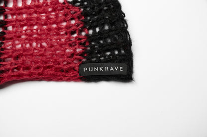 Punk Rave Astraea Decayed Pullover Sweater - Black & Red