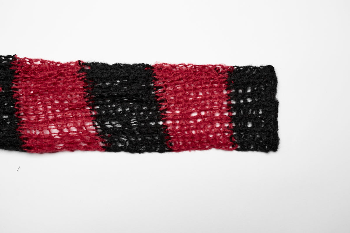 Punk Rave Astraea Decayed Pullover Sweater - Black & Red