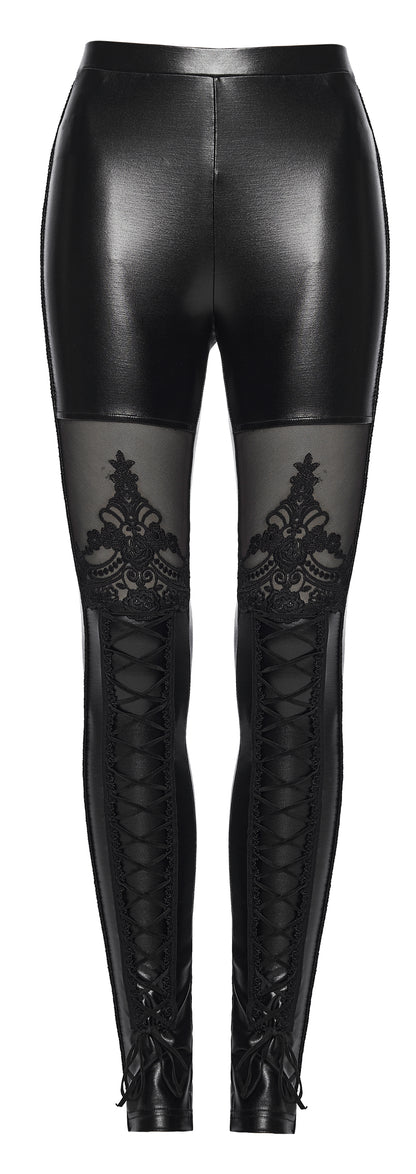Punk Rave Hecate Faux Leather Mesh Leggings