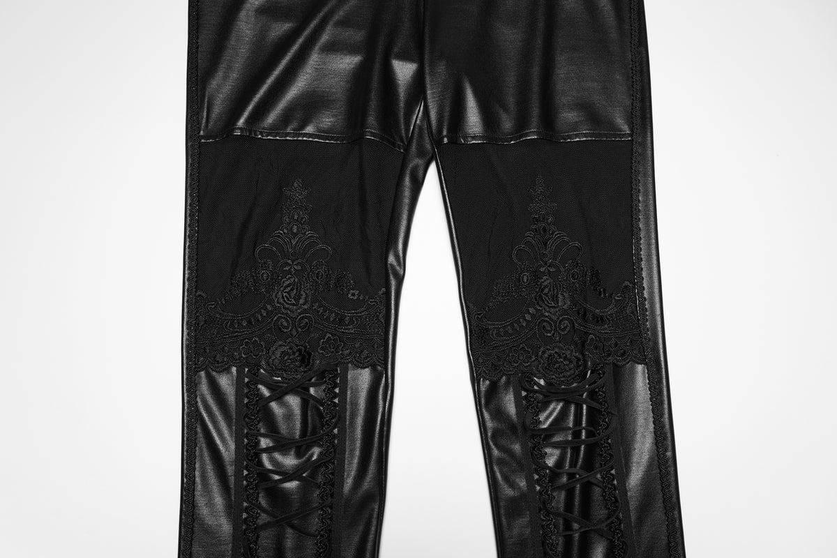 Punk Rave Hecate Faux Leather Mesh Leggings