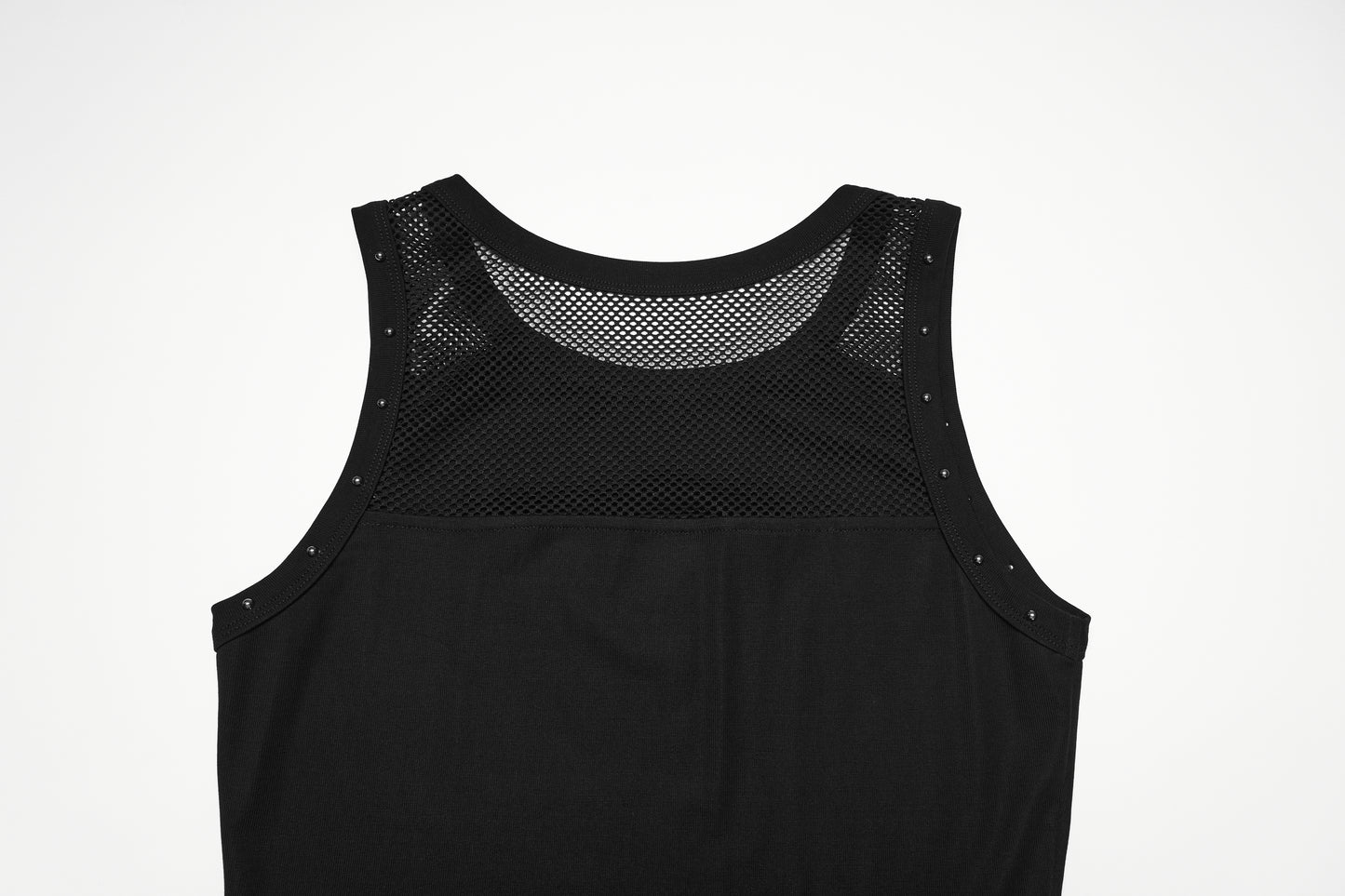 Goth moon vest featuring a sleek design with a mesh back and studded details, perfect for alternative fashion.
