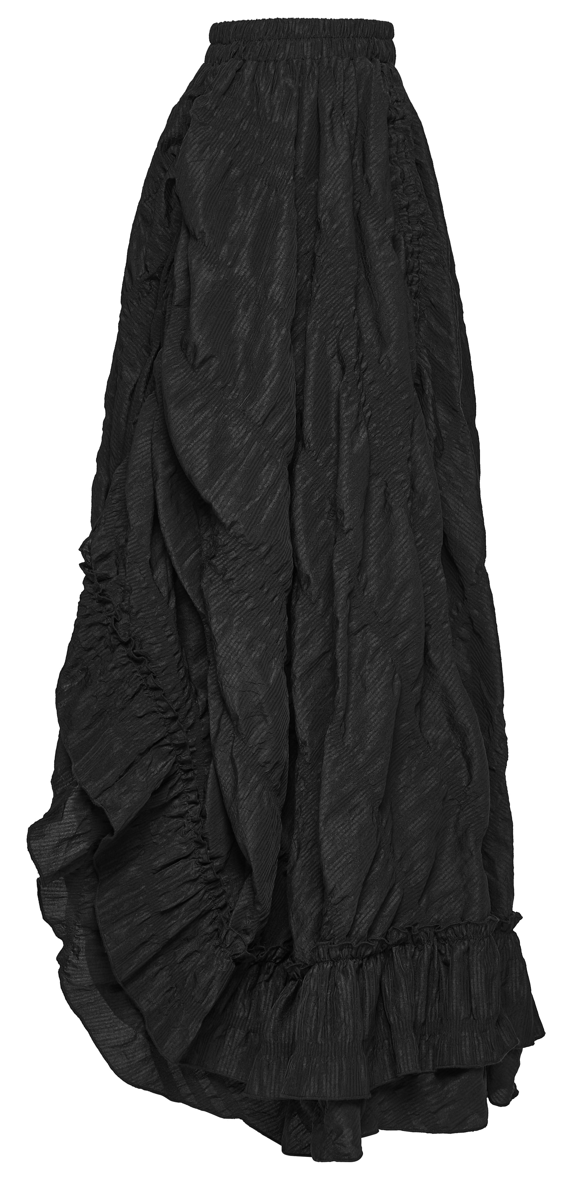 Punk Rave Morrigan Goth Pleated Retro Skirt showcasing elegant flowing structure and dramatic vintage silhouette.