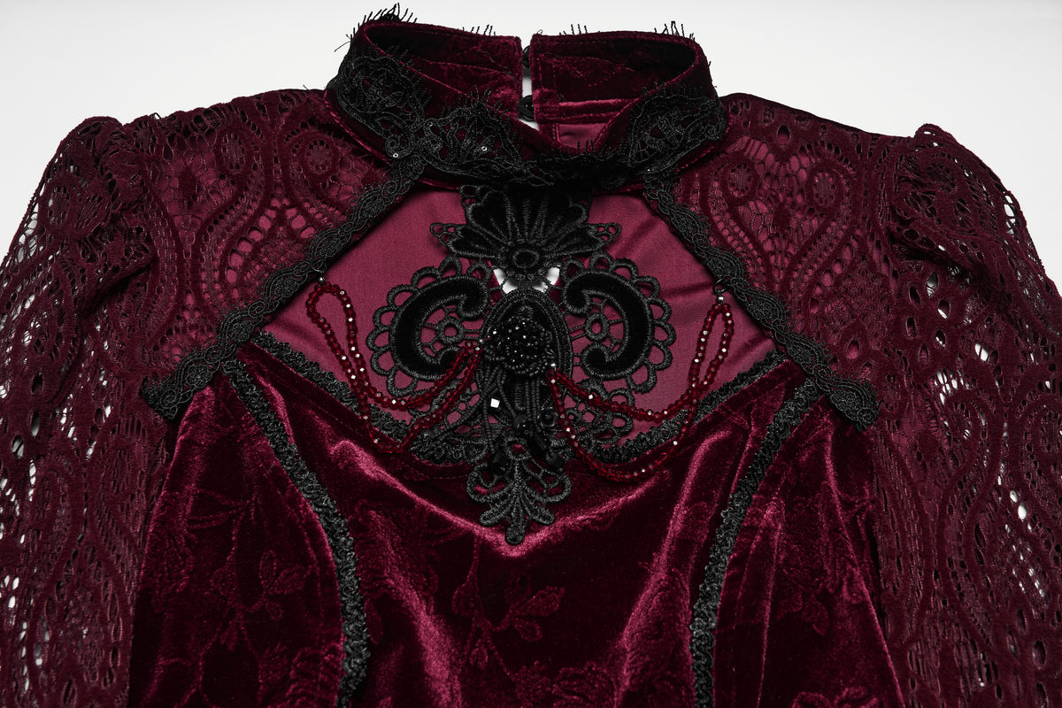 Punk Rave Isolde Embroidered Velvet Top