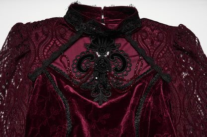 Punk Rave Isolde Embroidered Velvet Top