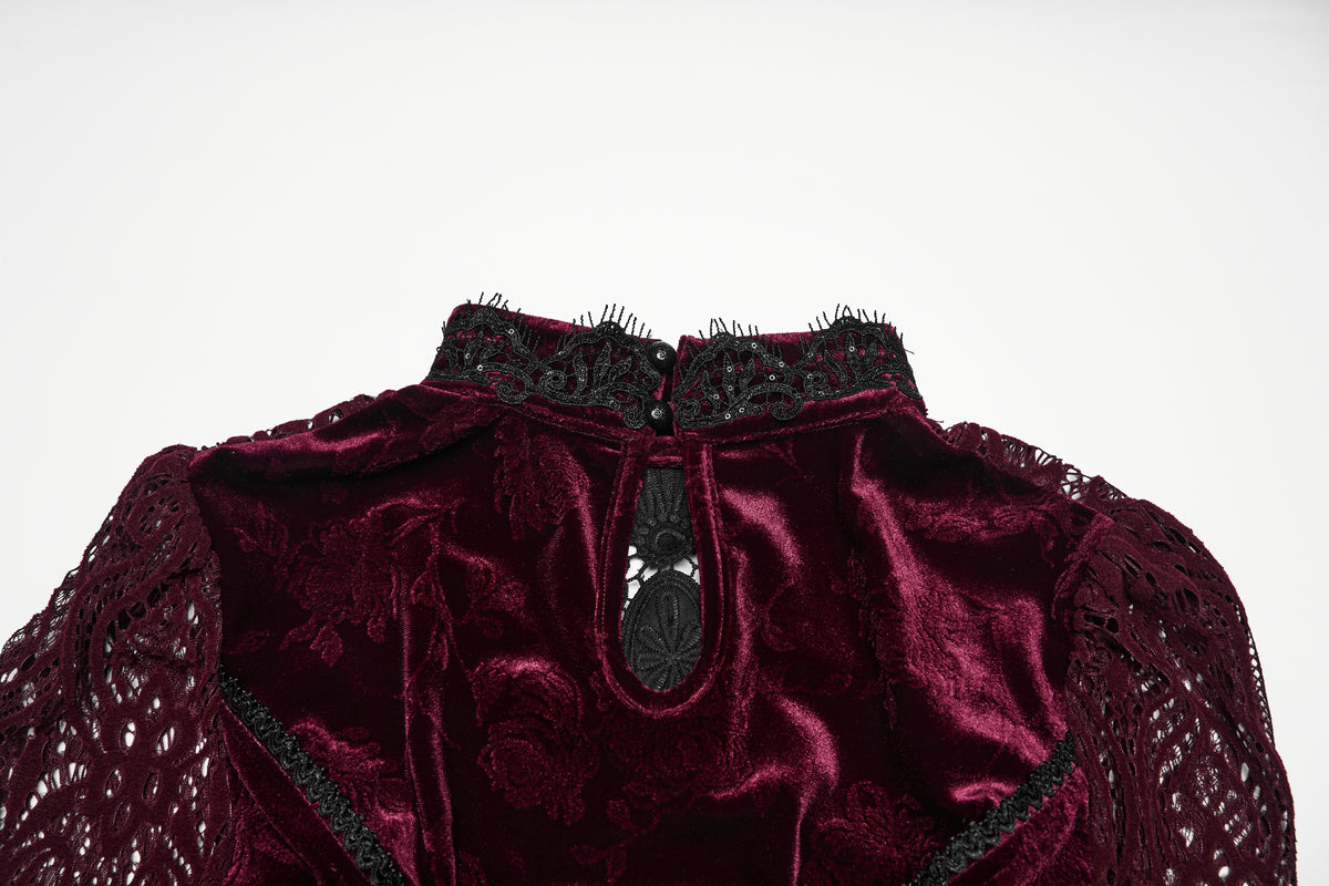 Punk Rave Isolde Embroidered Velvet Top