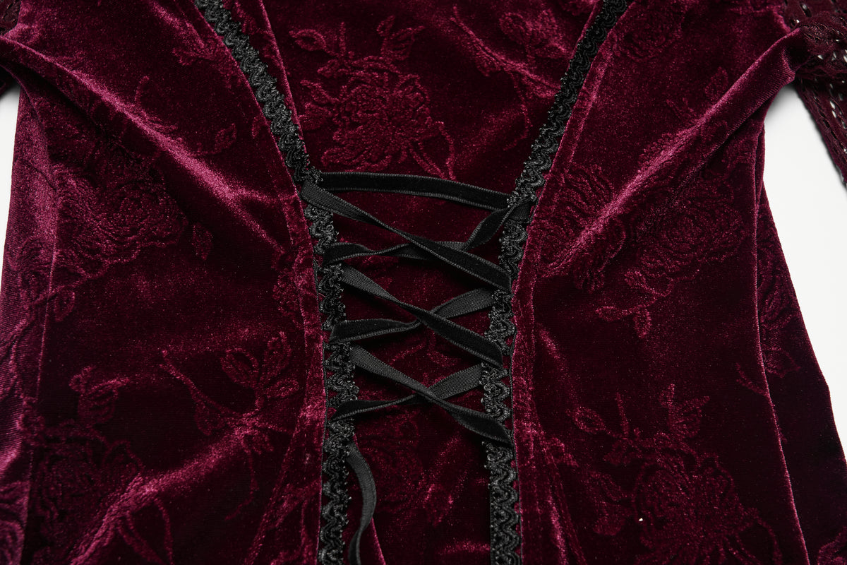 Punk Rave Isolde Embroidered Velvet Top