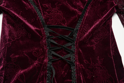 Punk Rave Isolde Embroidered Velvet Top