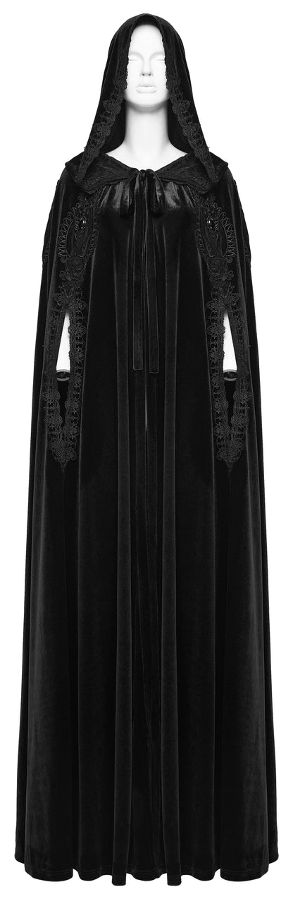 Punk Rave Goth Velvet Cloak – Black