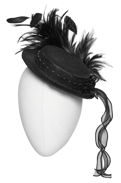 Punk Rave Goth Feather Ribbon Formal Hat