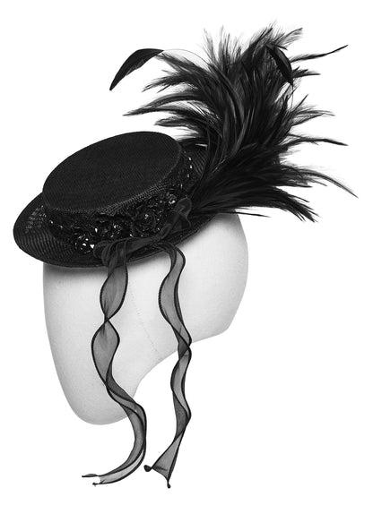 Punk Rave Goth Feather Ribbon Formal Hat