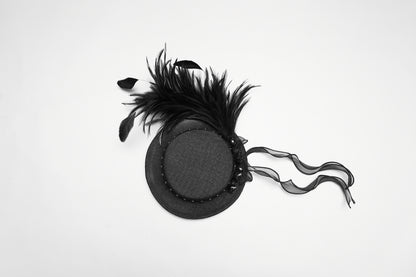 Punk Rave Goth Feather Ribbon Formal Hat